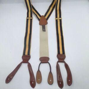 TRAFALGAR Yellow and Navy Blue Chase Stripe Suspender Braces